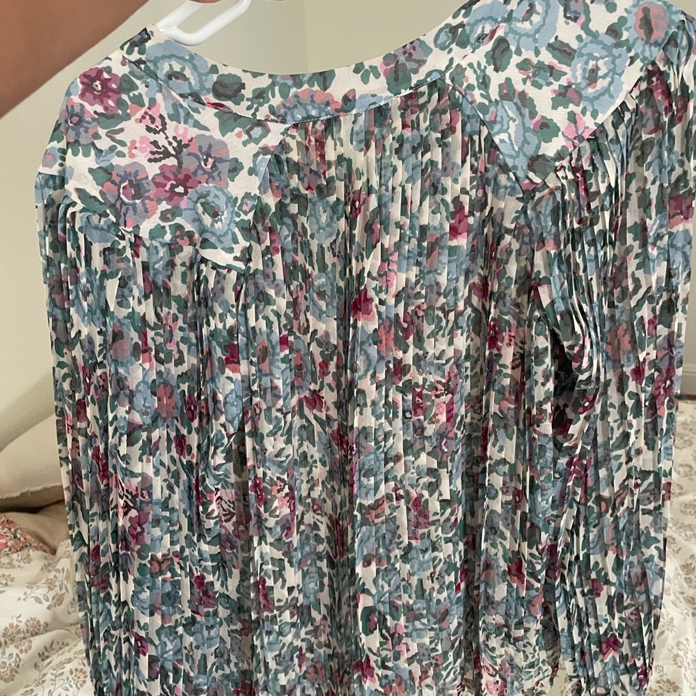 Sézane Floral Pleated Blouse